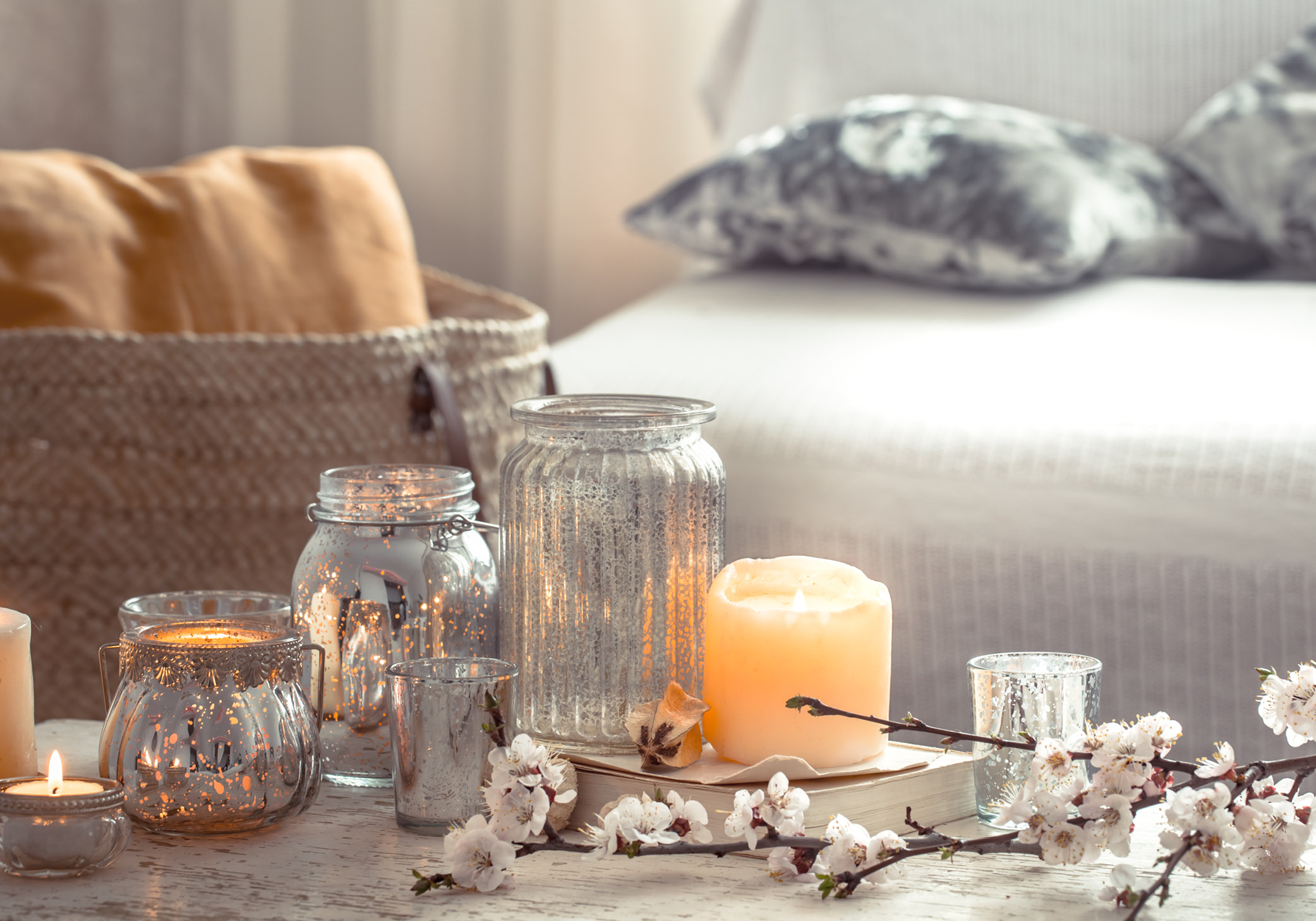 glass jars and candles